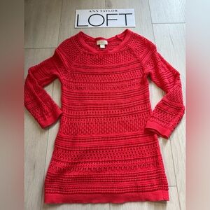 Ann Taylor LOFT Lightweight Cotton Knit Sweater Intricate Detail - XS